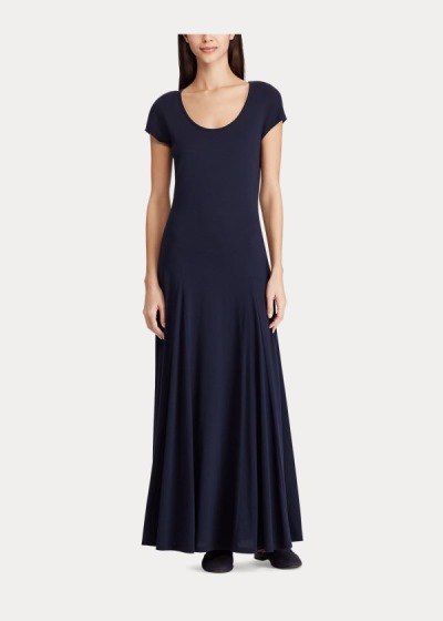 Maxi Vestidos Ralph Lauren Mujer Azul Marino - Jersey T-Shirt - REQVK8139